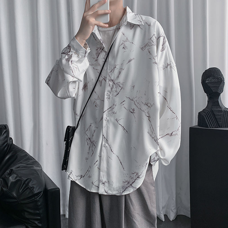 

Men's Spring 2021 and Winter New Thin Cracking Shirt Young Clothes 1N51, White