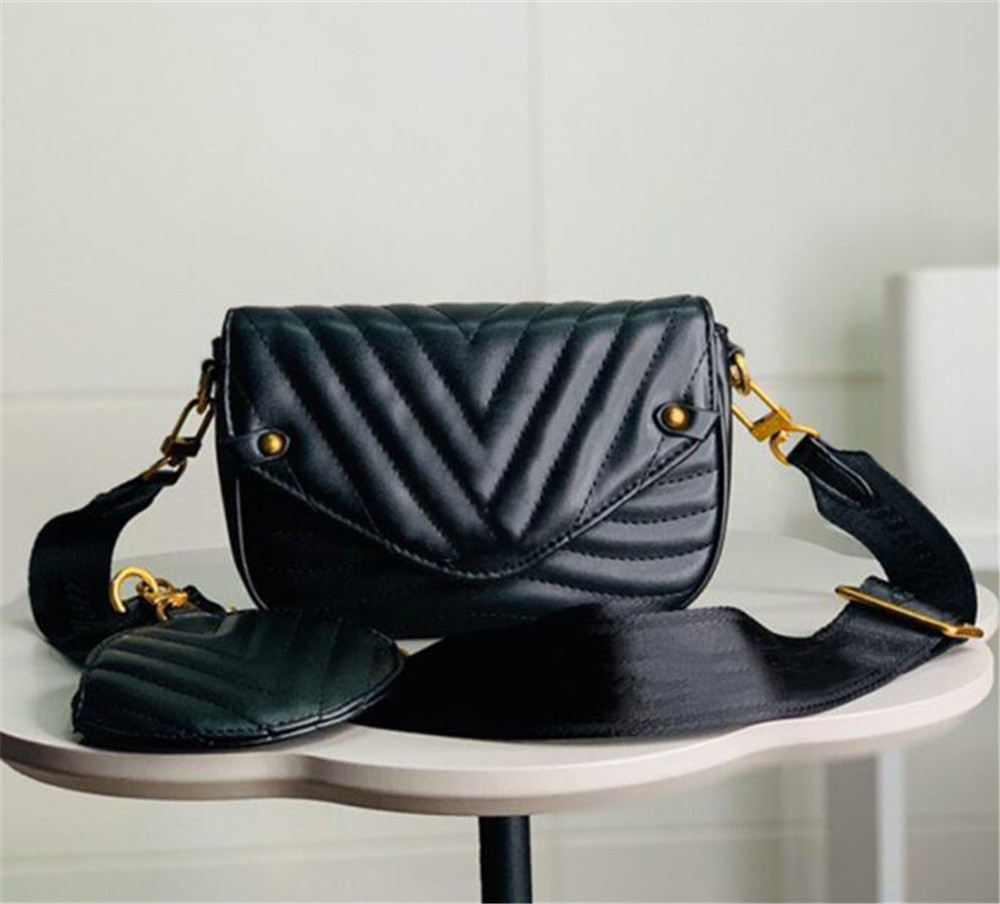 

Newset Waistbag Chest Bag Three-Piece Bags Printing Flowers Chain Bag Lady Real Leather Wallet Strap Crossbody Shoulder Messenger Coin Purse, As picture 1