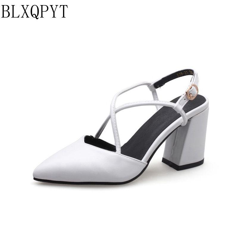 

BLXQPYT New Big & Small Size 32- 46 Summer Elegant Style Sandals women High heels Party Wedding shoes woman Good quality 18-21, Black