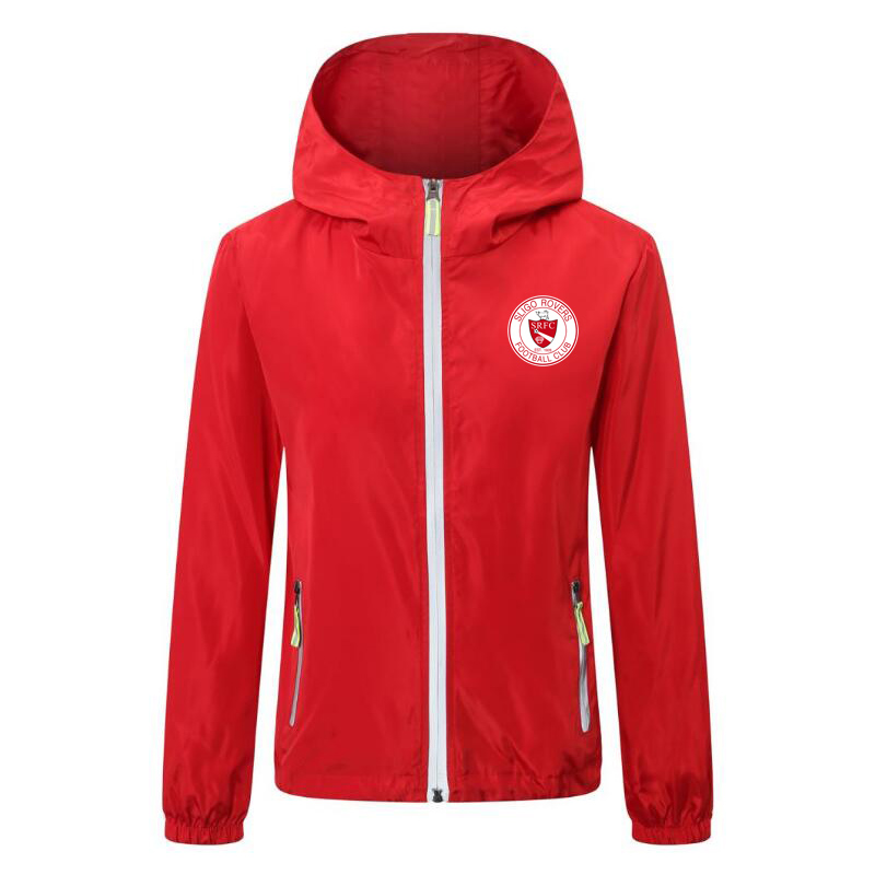 

2020 sligo rovers FC soccer jacket zipper Hooded Windbreaker jackets winter soccer hoodie Windproof Waterproof jacket coat Running Jackets, Black;red