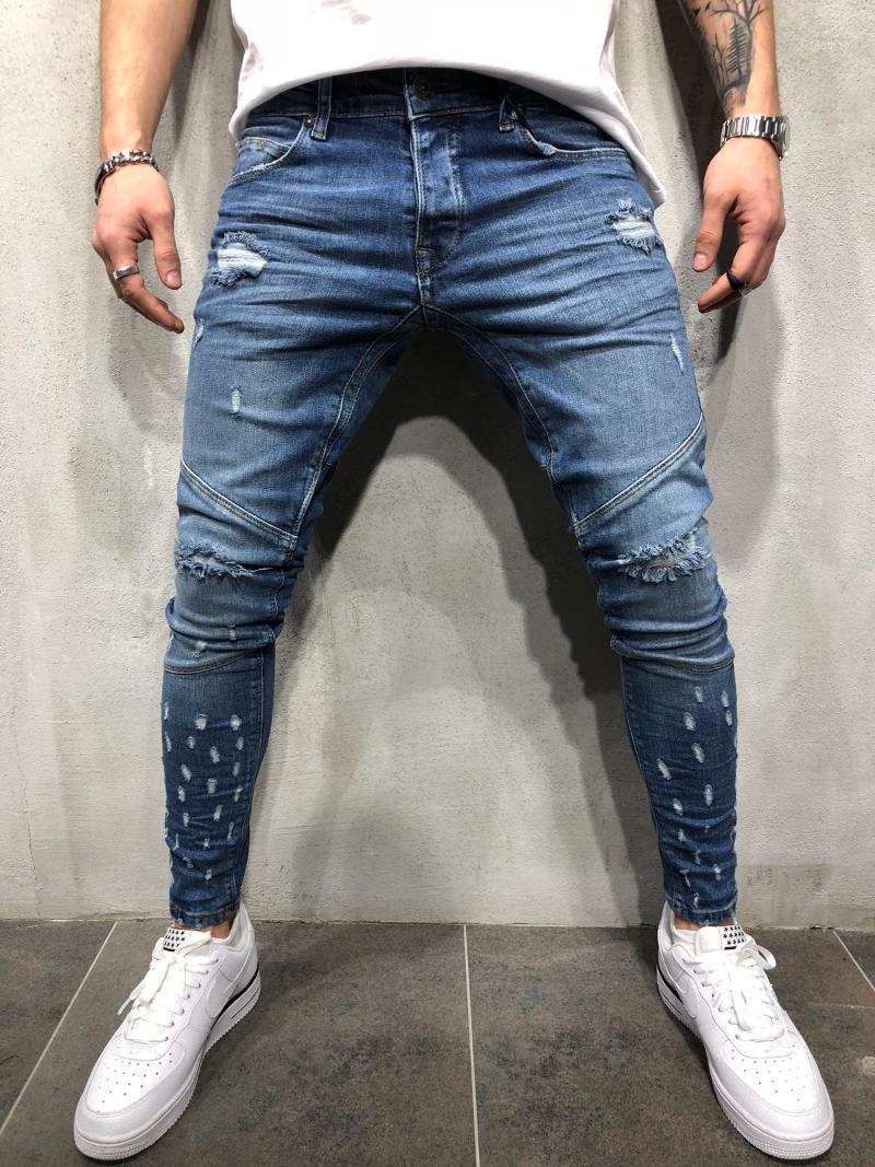 

Ripped Hole Stretch Slim Men Denim Jeans Hip Hop Punk Summer Skinny Jeans Pants Blue Plus Size Motorcycle Jogger1