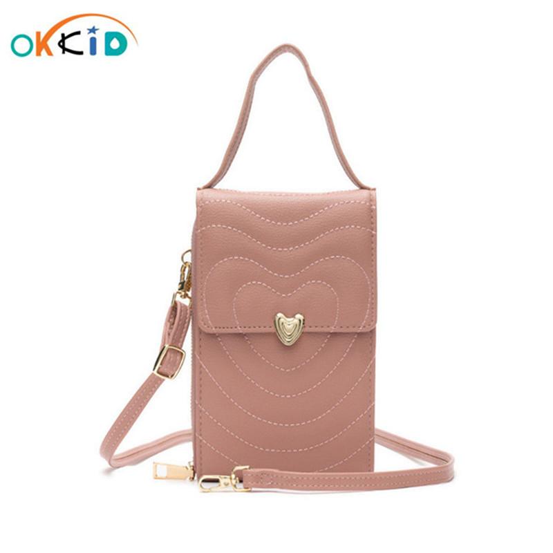 

OKKID women crossbody mobile phone bag mini shoulder bag PU leather purse fashion money holder gifts for girls, Pink