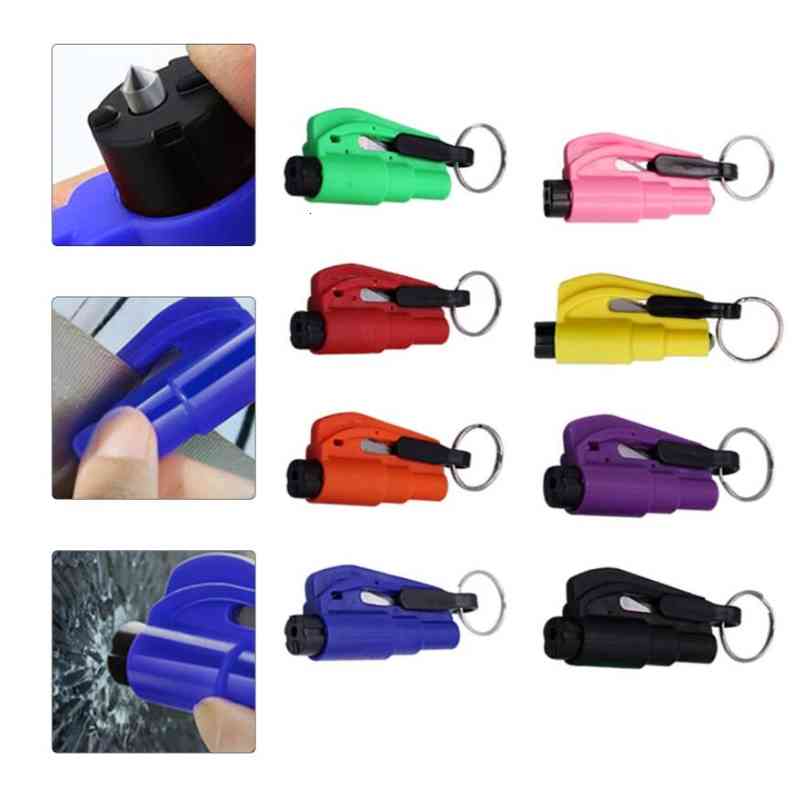 Handverktyg Portable Multicolor Car Safety Hammer Spring Type Escape Window Breaker Punch säkerhetsbälte Cutter Keychain Auto Accessories