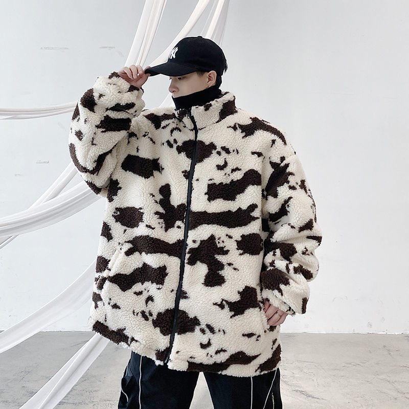 

Man-quilted 2021 Cotton Autumn New Cow Printed Cotton-padded Clothing Young Men's Clothes D49T, Beige