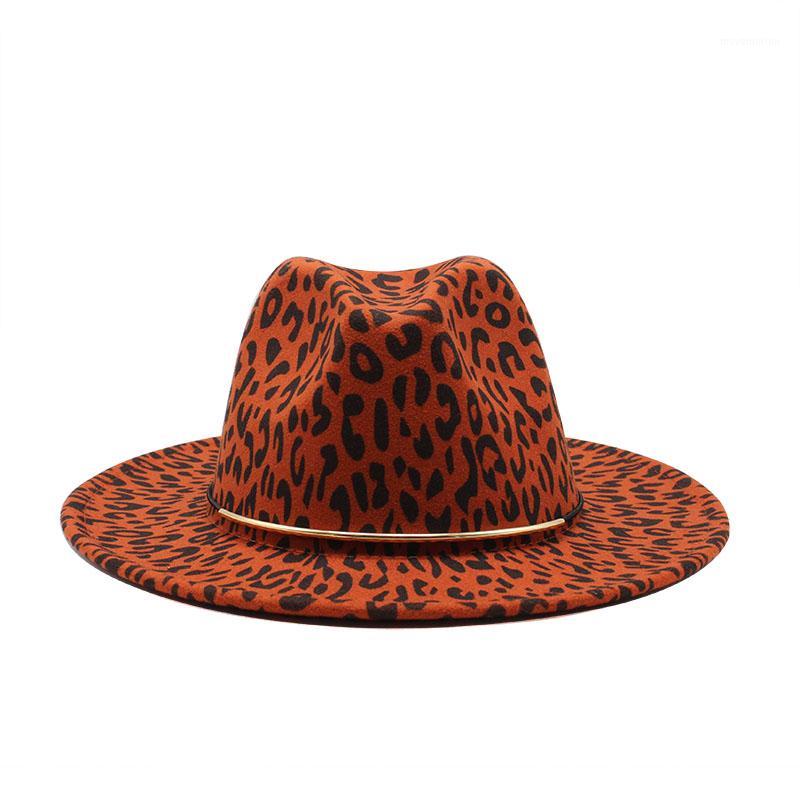 

2020 Fashion leopard Women Men Wool Fedora Hat Elegant Lady Winter Autumn Wide Brim Jazz Panama Sombrero Cap1, White
