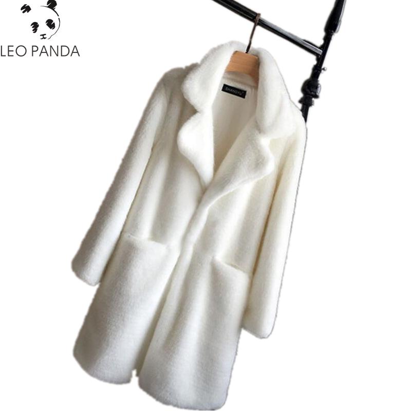

2020 Women Winter Autumn Long Coat Elegant Loose Casual Faux Fur Coat Women' Coats With Artificial Fur, White