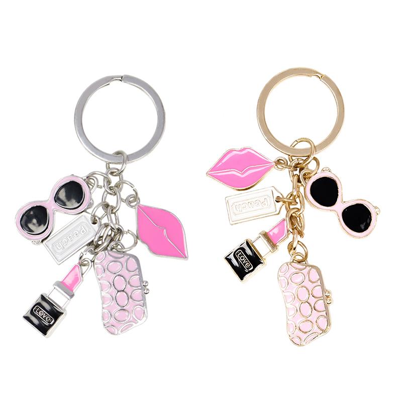 

Fashion exquisite keychain glasses wallet lipstick lips accessories creative small gifts ladies women bags key chain ornaments