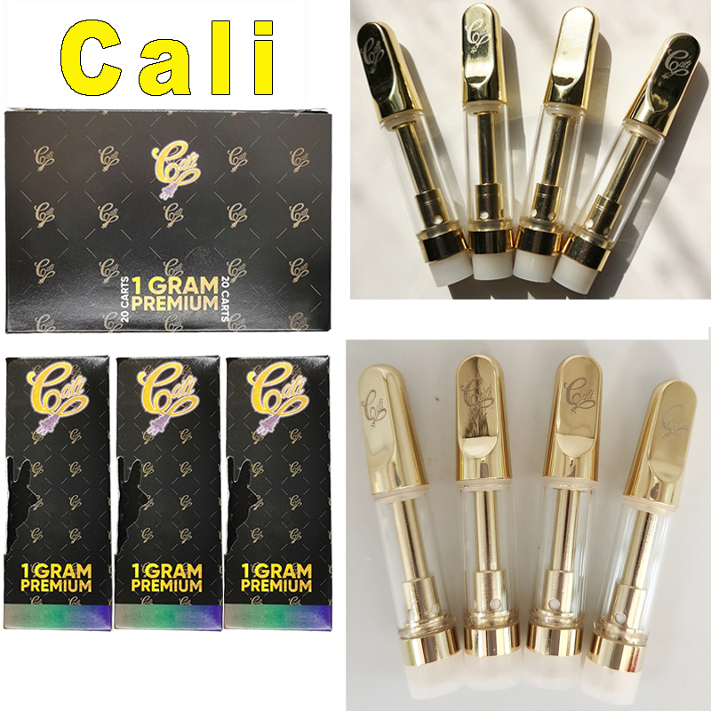 

50pcs CALIPLUG Vape Pen Cartridges Ceramic Coil 0.8ml 1ml Cali plug Vapes Carts Golden Atomizers Gold Thick Oil Hole 2.0mm Boxes Packaging