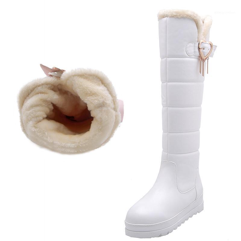 

Winter Snow Boots Women Fashion Slip On Keep Warm Fur Winter Boots Platform Knee High Waterproof White Pink Female shoes1