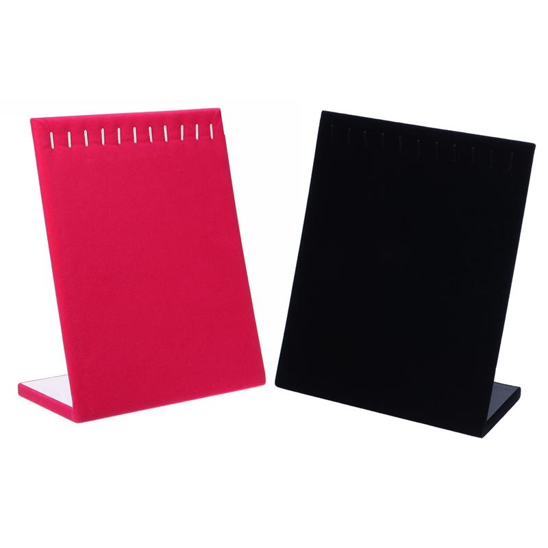 

2x 11 Hooks Velvet Jewelry Rack Earring Bracelet Necklace Organizer Holder Display, Rose Red & Black