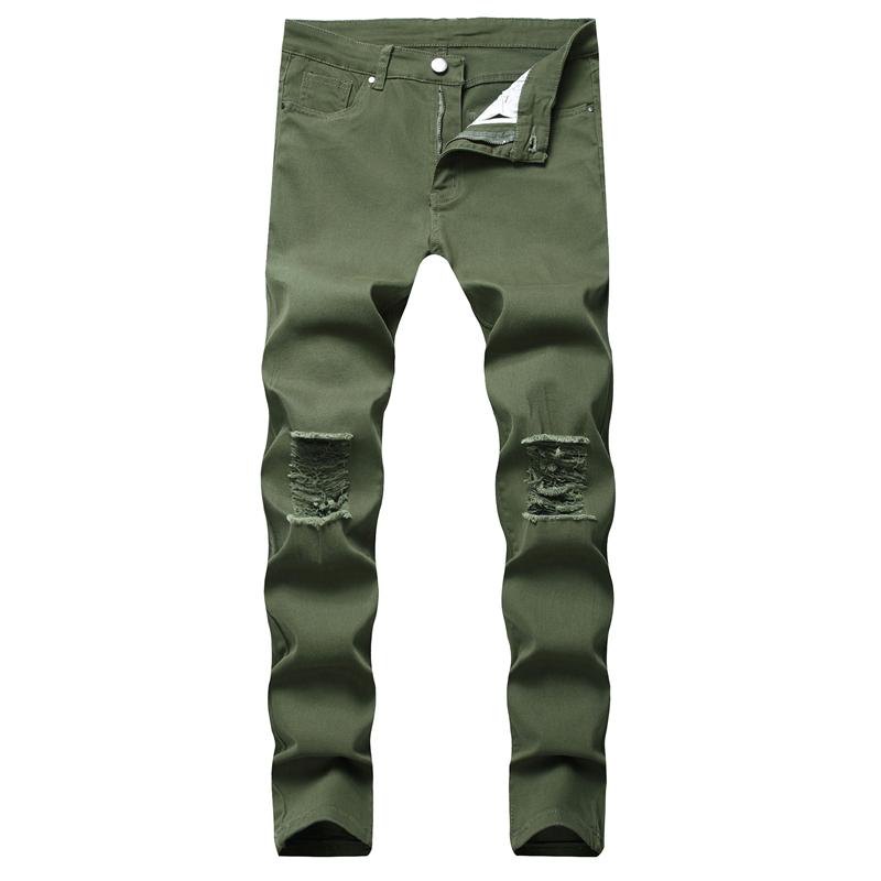 

men's jeans spring High street Hip hop ripped denim jeans men trousers fashion Solid Straight slim fit skinny men, Black