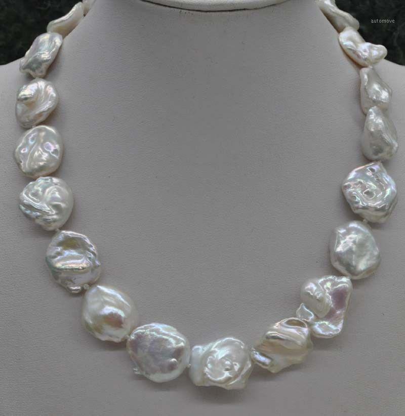 

Natural Rare white 18*20mm Reborn Keshi cultured Pearl Necklace 18" 0031