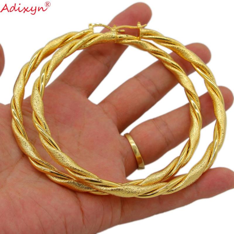 

Adixyn Big Circle Gold Hoop Earrings Women18K Gold Color Drop Style Earring Fashion Jewelry N07102