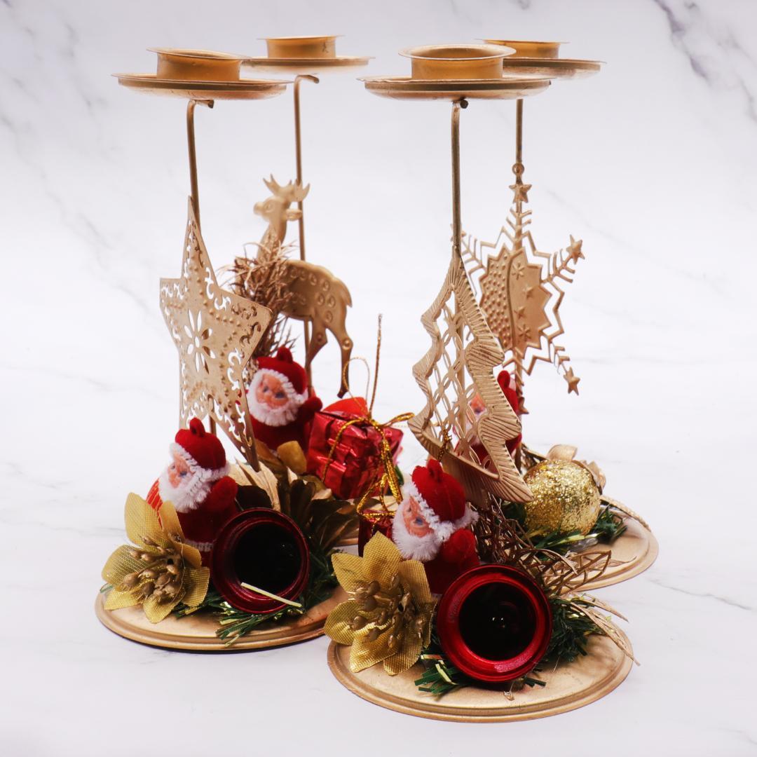 

Christmas Candlestick Ornament Christmas Candle Snowflake,Elk,Five-pointed Star Candlestick Party Decoration