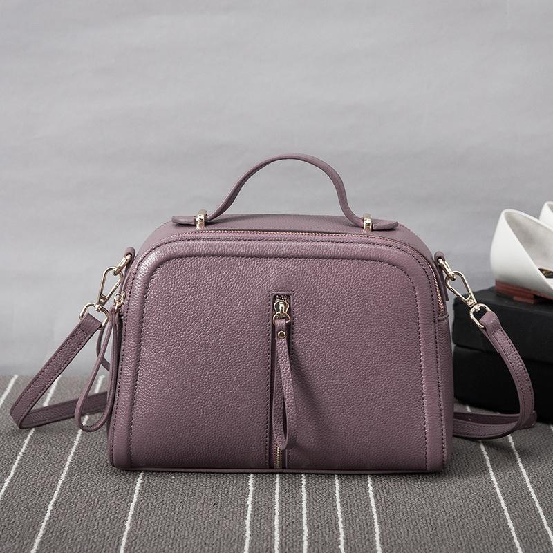 

New cowhide material messenger bag retro trend small bag female fashion female shoulder handbag, Black