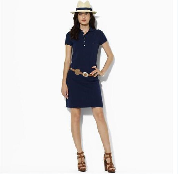 

Hot new 2019 Free Shipping Hot 100% Cotton women brand Dresses Fashion Women's Casual Dresses for women polos Five colors S-XL, Black;gray