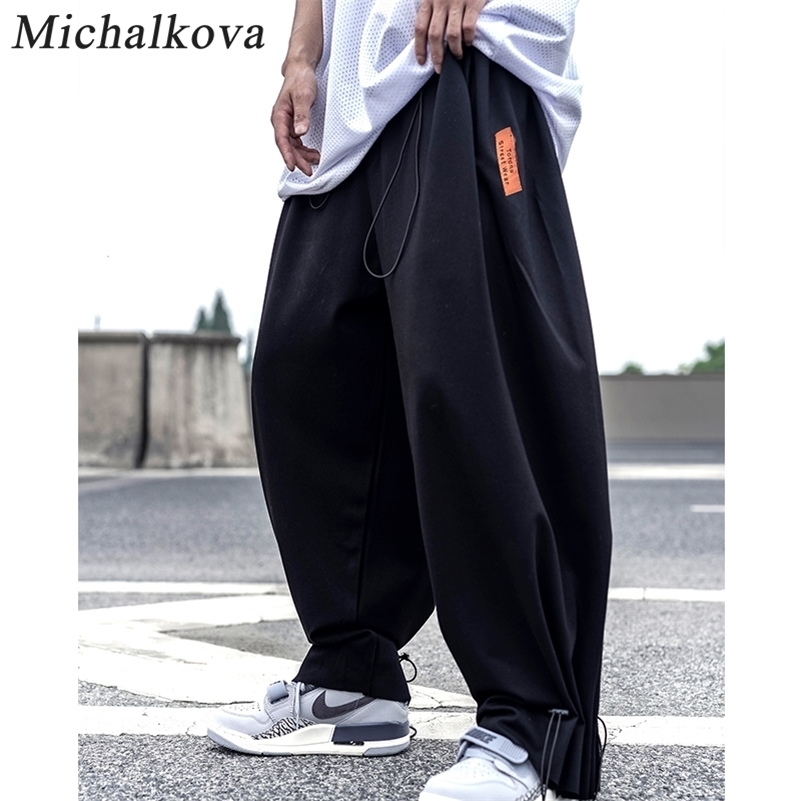 

Drawstring oversize men's clothing trousers Haren pants Hip hop punk Harajuku dark Elastic waist streetwear joggers michalkova 201110, Black