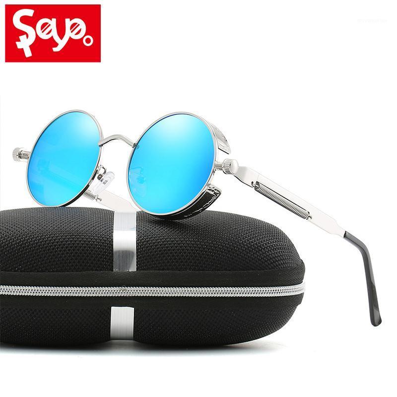 

High Quality Classic Gothic Steampunk Sunglasses Polarized Men Women Brand Designer Vintage Round Metal Frame Sun Glasses UV4001