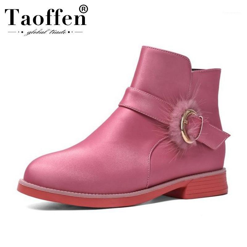 

Taoffen 5 Color Size 26-39 Pu Leather Lady Ankle Boots Buckle Zipper Winter Fashion Shoes Woman Casual Retro Daily Outdoor Botas1, Black