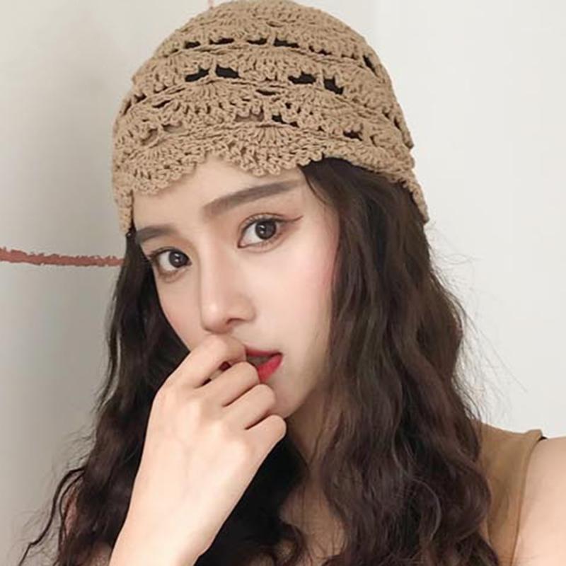 

Beanie/Skull Caps Fashion Vintage Temperament Knitted Hat Spring Women Summer Breathable Decoration Beanie Elegant Hat1, Khaki