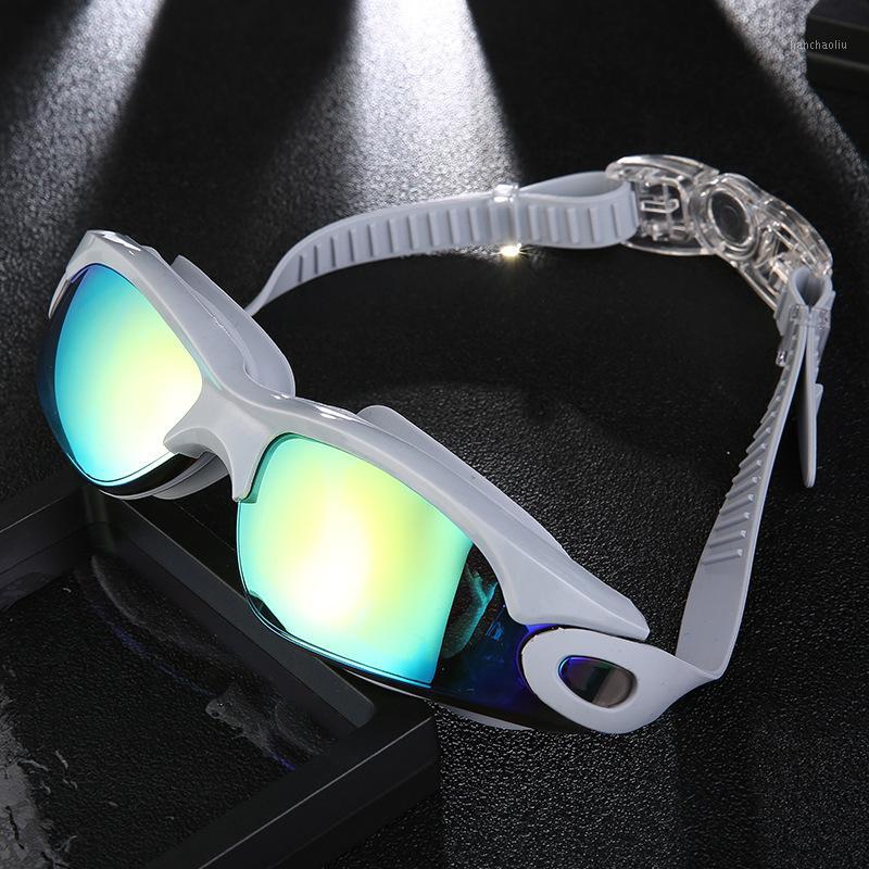 

Swimming goggles large frame silica gel waterproof antifog electroplate Adult goggles YJY-1400#1