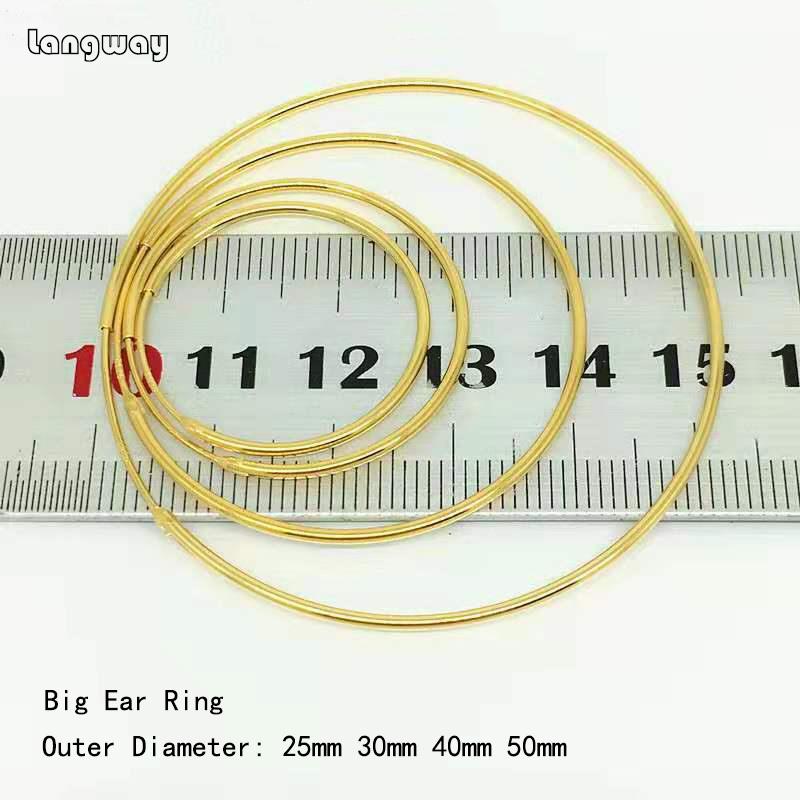 

Simple Golden/Gold color Large Hoop Earrings For Women 925 Sterling Silver Round Circle Big Earrings Hoops Ear Hoop Jewelry