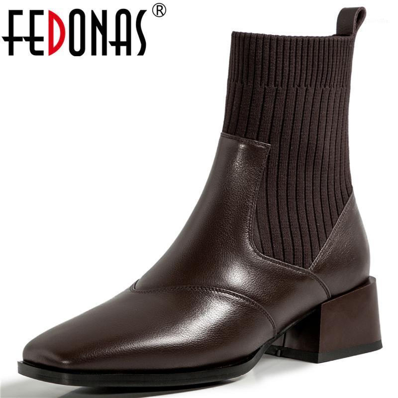 

FEDONAS Genuine Leather Women Ankle Boots Pumps Shoes Woman Autumn Shoes Woman Heels 2021 Working Thick Heels Boots1, Blackr
