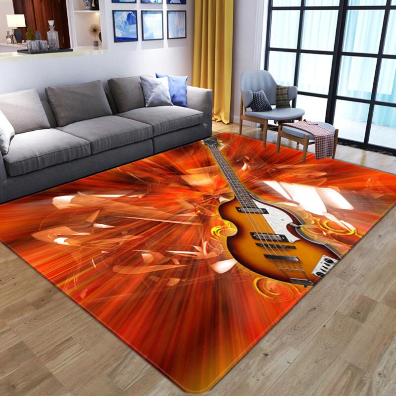 

Creative Flame Guitar Pattern Carpets for living Room Bedroom Area Rugs Child Room Play Mats Custom Logo 3D Printing Home Carpet