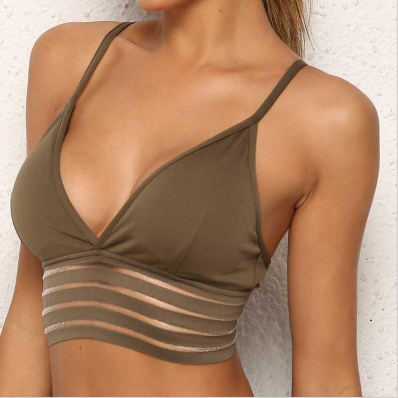 

womens sling sports netting yoga fitness gym wear running underwear bras1, Black