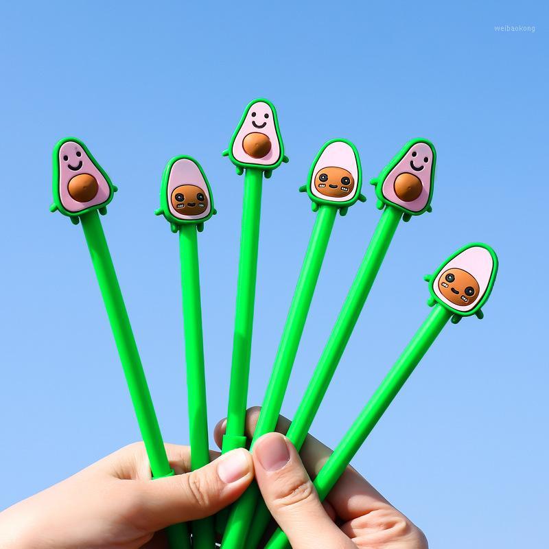 

40 pcs/lot Avocado Gel Pen Cute 0.5 mm black ink Signature Pen School Office writing Supplies Promotional Gift1