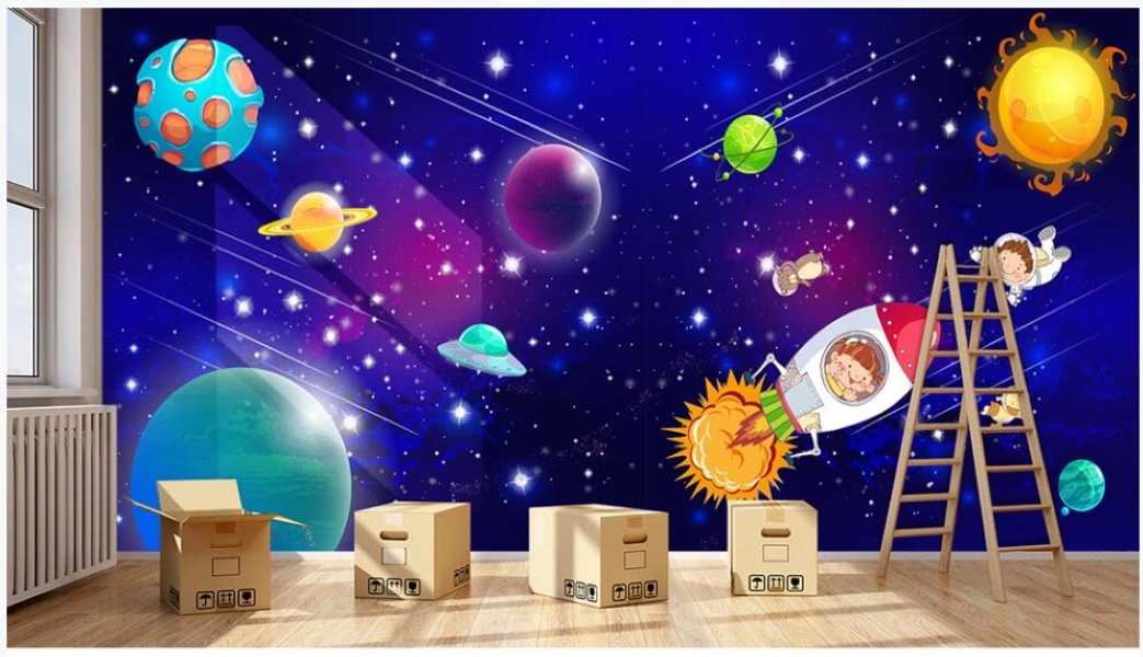 

3d wallpaper custom photo mural Cute cartoon starry sci-fi universe home decor living room 3d wall murals wallpaper for walls 3 d, Non-woven