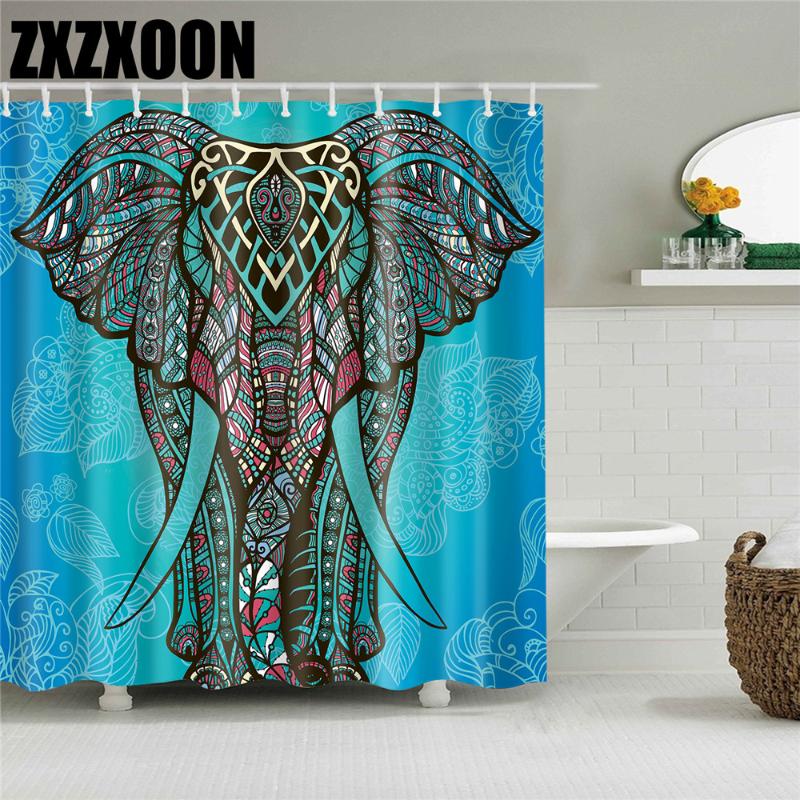 

Decorative Animals Elephant Cat Wolf Panda Shower Curtain Bathroom Curtain Frabic Waterproof Polyester with 12 Hooks
