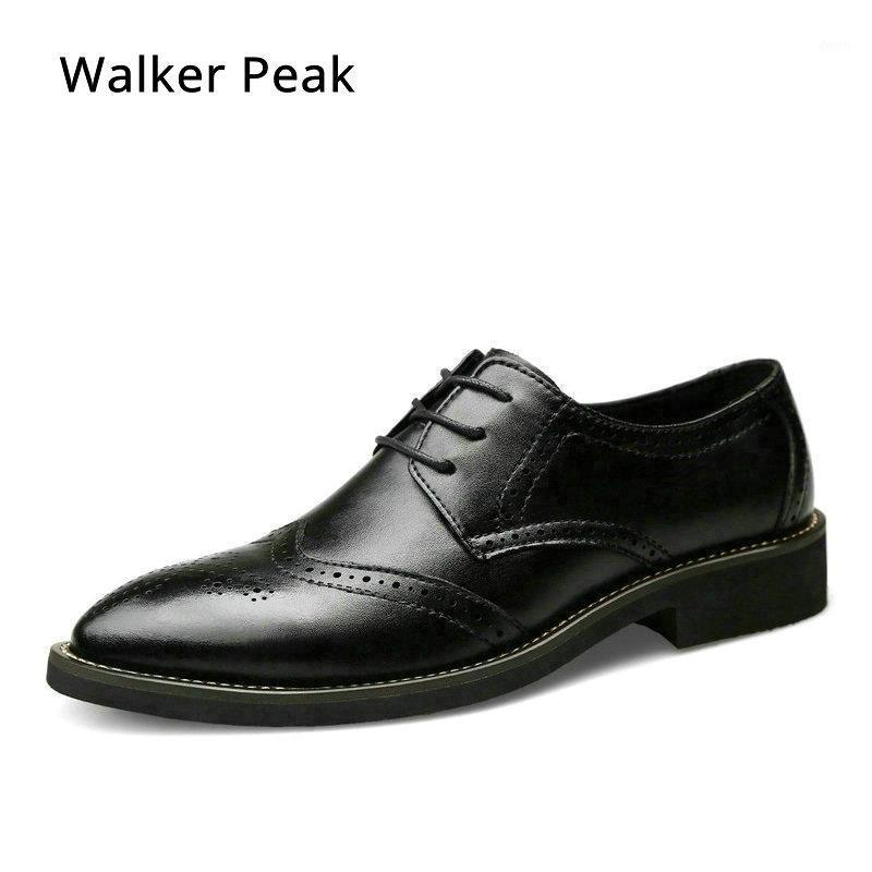 

2020 Fashion Brand Mens Business Brogue Dress Shoes For Wedding Party Retro Leather Black Brown Pointed Toe Oxford Shoes1