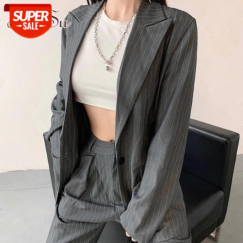 

ArtSu Striped Blazer Women Casual Long Sleeve Suits Female Autumn Notched Collar Outerwear Office Ladies Streetwear CO28001 #n60t, Black;brown