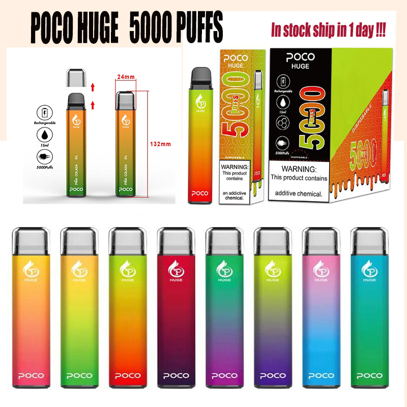 

Poco Huge 5000 puffs Disposable Vape Pen Eletronic Cigarette 950mAh Rechargeable 15ML Device Newest Vapor pen