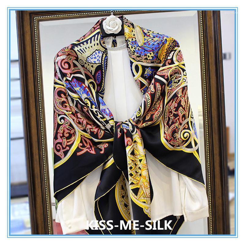 

KMS One Thousand and One Nights Mulberry-Silk Thickened Satin Silk Scarf Shawl 140*140CM/110G1