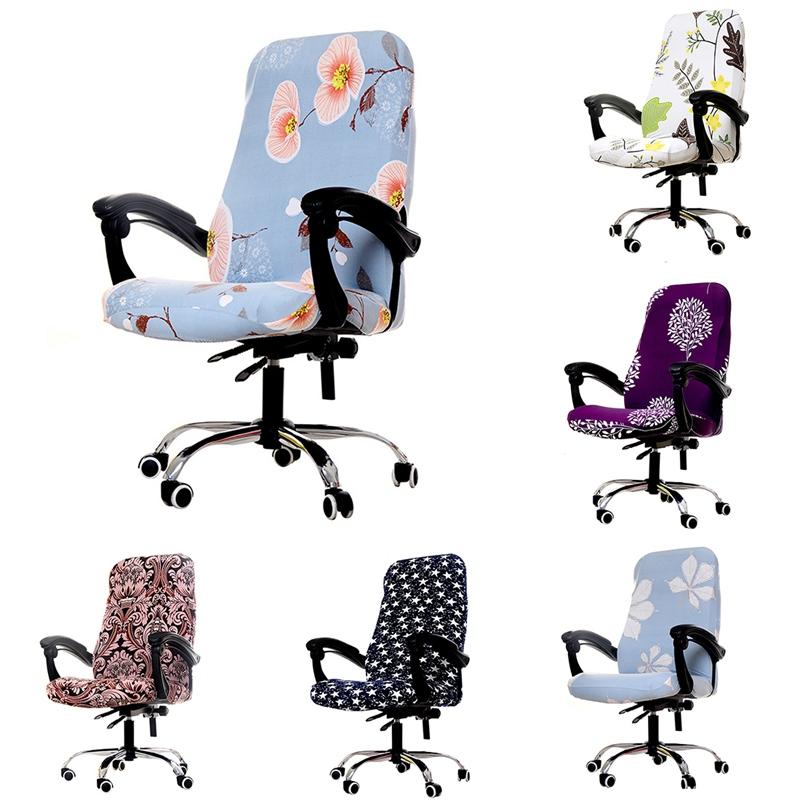 

Office Stretch Chair Covers Printed Computer Chair Cover Spandex Rotating Armchair Seat Case Removable Slipcover for Home Decor