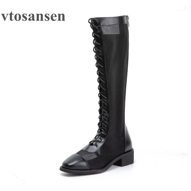 

Shoes 2020 New Autumn Boots Womens Knee High Boots Air Mesh Hollow Out Female Shoes Lacing Ladies Natural Leather Black1, White shoes