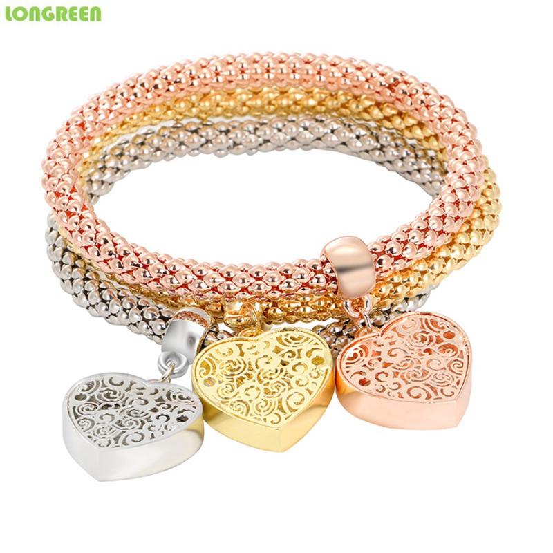 

3pcs Sets Silver Rose Gold bracelet Adjustable Women Bracelet Pulseras Mujer Bransoletki Damskie Armband Femme Bracciali Donna
