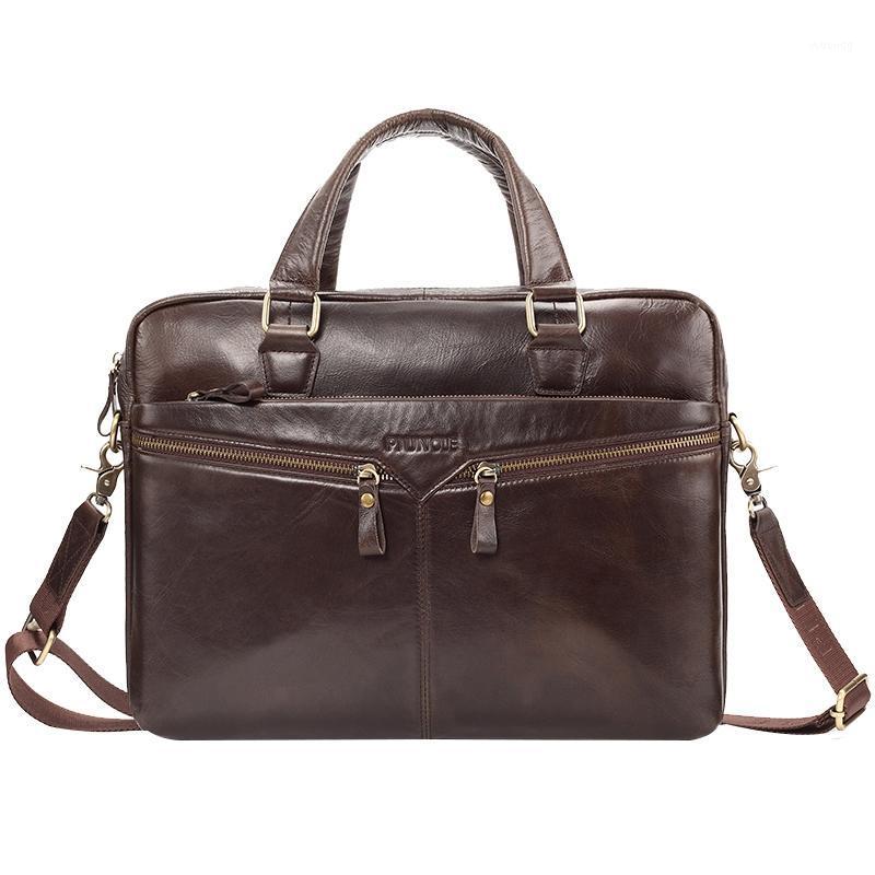 

PI UNCLE Leather Men's Backpack Crossbody Business Large Capacity Laptop Briefcase1, Brown