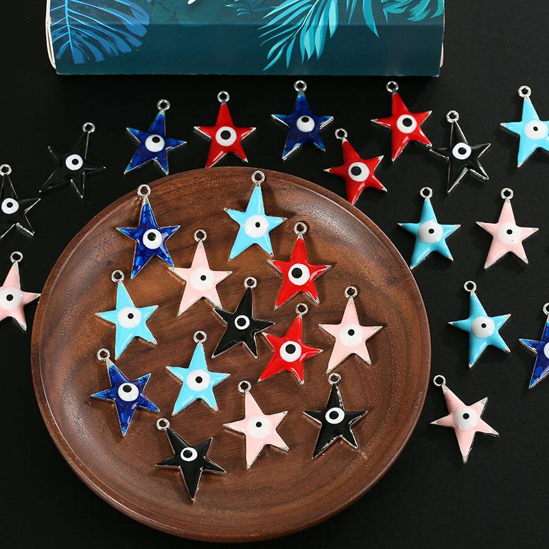 

10Pcs/pack Evil Eye Charms Connectors Tone Fit Diy Star Luck Eye Necklaces Pendants Jewelry Finding Accessories