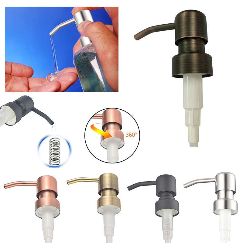 

28/400 Soap Dispenser Pumps 304 Stainless Steel Dispenser Rose Gold Shower Nozzle Electroplating Pump Head Metal Shampoo Press Sanitizer Spray