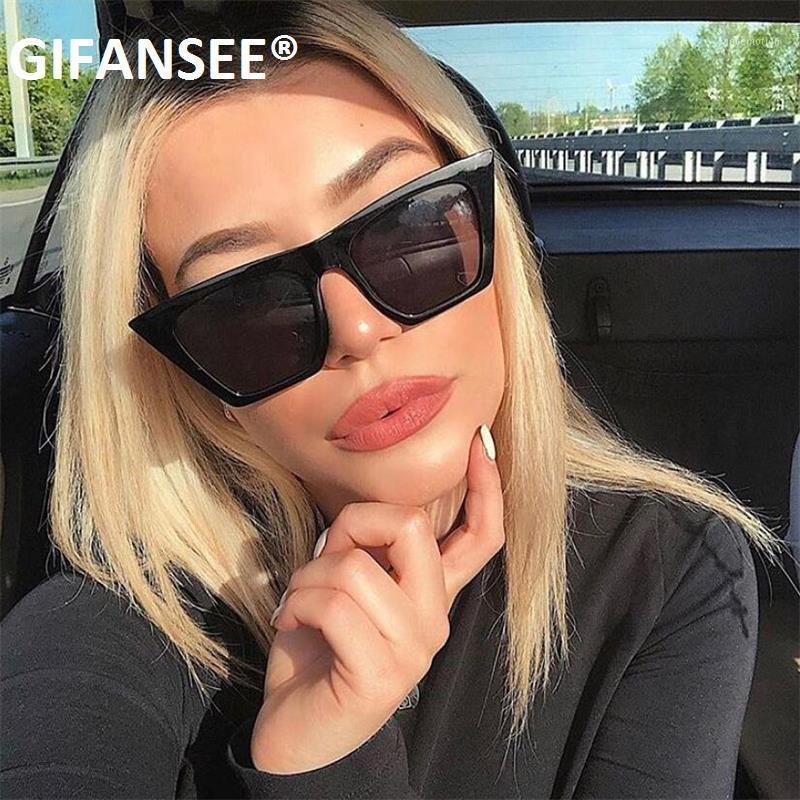 

GIFANSEE Cat Eye Women sunglasses Luxury Glasses For Female Retro Square MEN Vintage Brand Designer Black Shades UV400 EYEWEAR1