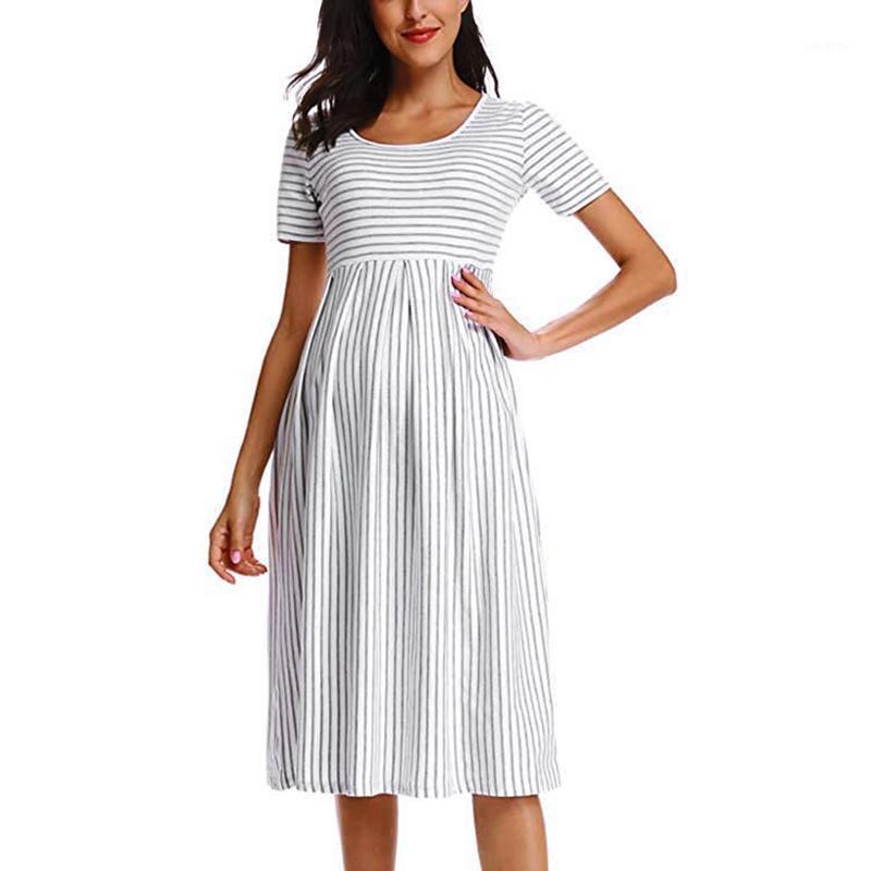 

Maternity Dress Simple Stripes Breastfeeding Dress Women Skirt Casual Pregnant Dresses Lady Clothes Pregnancy1, As pic
