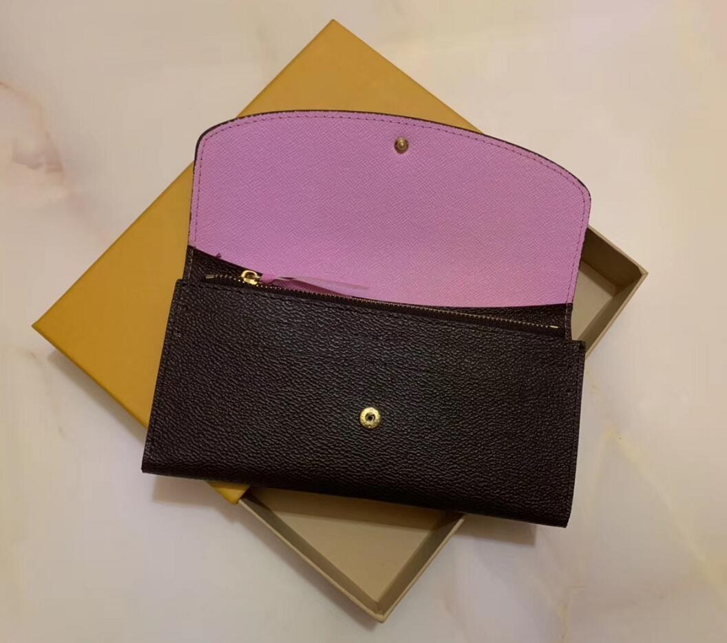 

Wholesale 3 colors fashion single zipper pocke men women leather wallet lady ladies long purse with orange box card 60136, Red