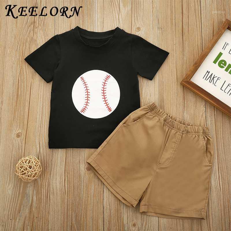 

Keelorn Children Clothes Sets New Summer Kid Clothing Casual Top T-shirt Simple Shorts Baseball Pattern Sports Suit for Kid Boys1, Ah2557-black