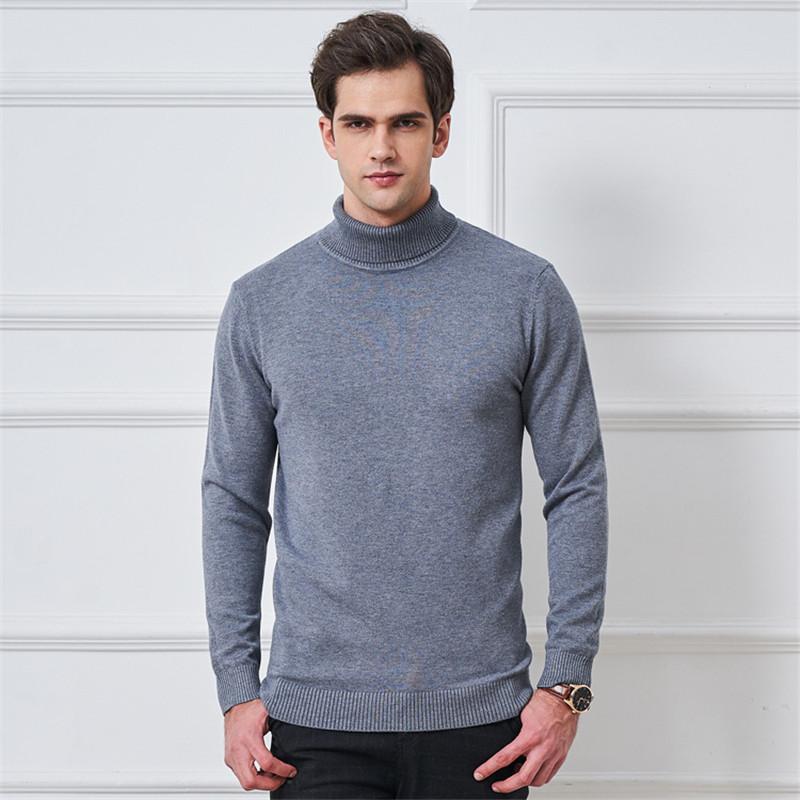 

Autumn Winter Korean 30% Wool Turtleneck Sweater Men's Fashion Solid Color Slim Fit Pullover Knitted Sweaters Pull Hiver Homme, Sky blue