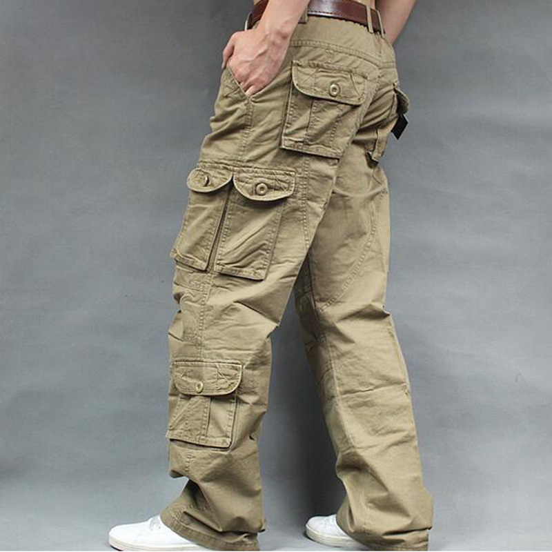 

2021 New Hip Hop Overalls Male Baggy Pants Plus Size 38 of Bottoms Men 7sek, Khaki.