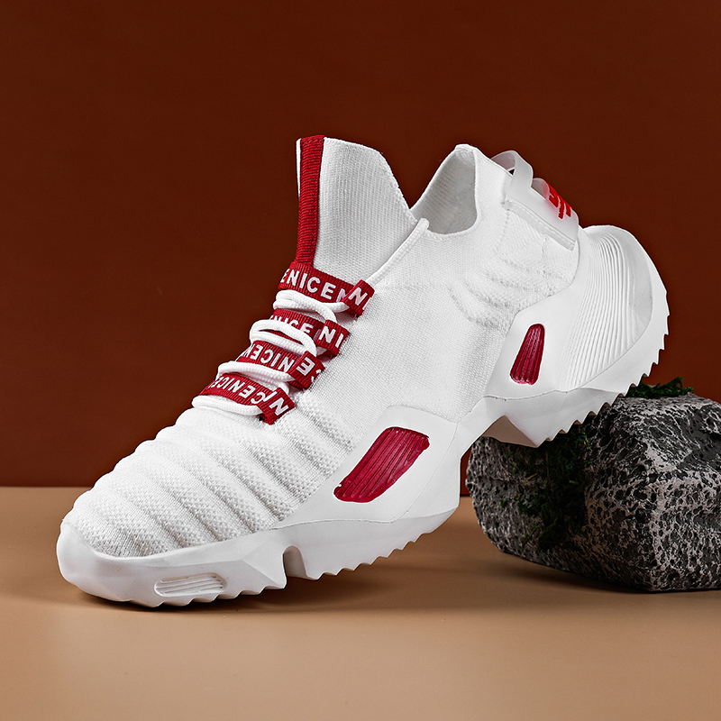 

Men Casual Socks Lightweight Comfortable Breathable Walking Sneakers Fashion Solid Color Soft bottom Shoes Plus Size39-47, Red