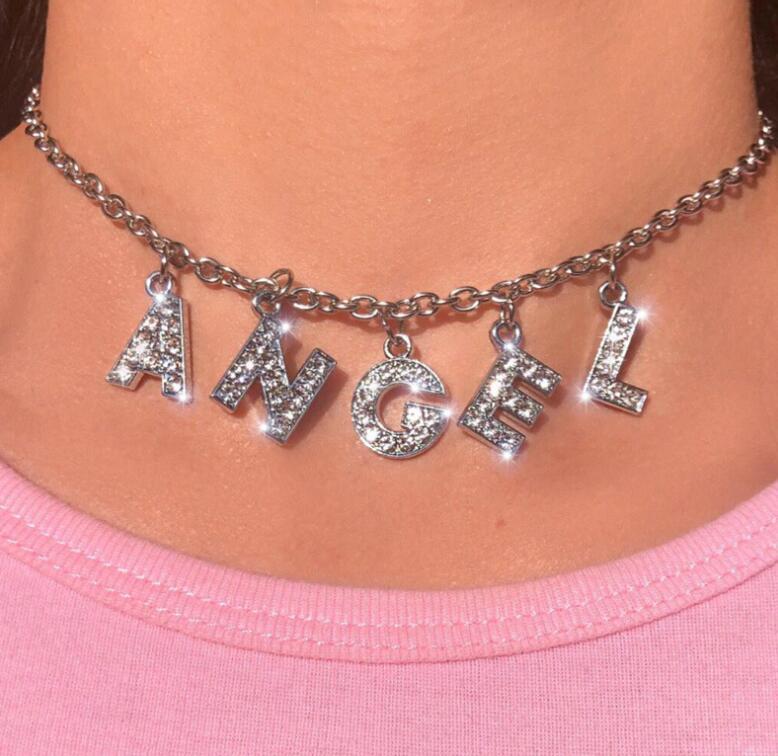 

Angel Letter Chain Necklace Women Night Club Cool necklace